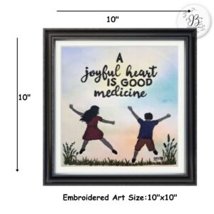 A Joyful Heart Original Hand Embroidered Silhouette Scripture Artwork