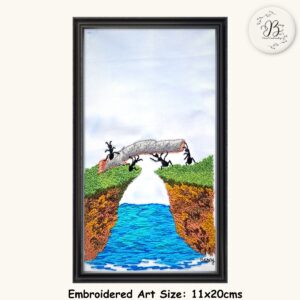 The Ant Series Piece 4: Crossing the Impossible Hand Embroidered Artwork
