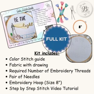 Be the Light DIY Embroidery Kit Beginner Hand Embroidery Craft Kit