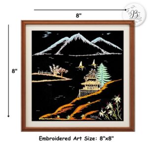 Black Beauty Original Hand Embroidered Japanese Inspired Textile Art