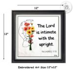 The Lord Is Intimate with the Upright Hand Embroidered Proverbs Artwork