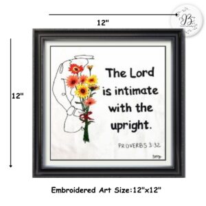 The Lord Is Intimate with the Upright Hand Embroidered Proverbs Artwork